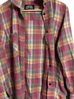 One24 rags Women's Pastel Flannel/Button-Down Shirt (Pink, Green & Yellow